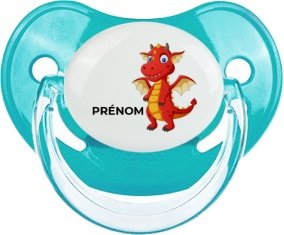 Dragon design-5 avec prénom : Bleue classique Tétine embout physiologique