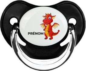 Dragon design-5 avec prénom : Noir classique Tétine embout physiologique
