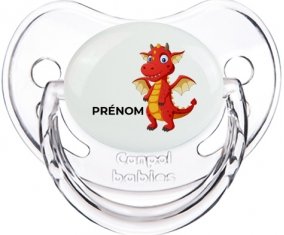 Dragon design-5 avec prénom : Transparent classique Tétine embout physiologique
