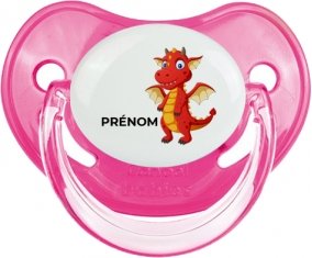 Dragon design-5 avec prénom : Rose classique Tétine embout physiologique