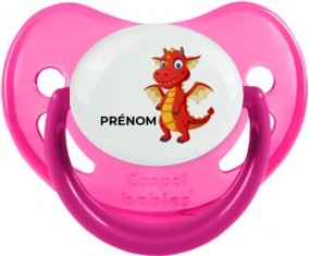 Dragon design-5 avec prénom : Rose phosphorescente Tétine embout physiologique