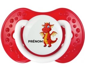 Dragon design-5 avec prénom : Blanc-rouge classique Tétine embout Lovi Dynamic