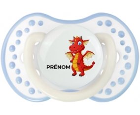 Dragon design-5 avec prénom : Blanc-cyan classique Tétine embout Lovi Dynamic
