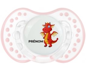 Dragon design-5 avec prénom : Retro-blanc-rose-tendre classique Tétine embout Lovi Dynamic