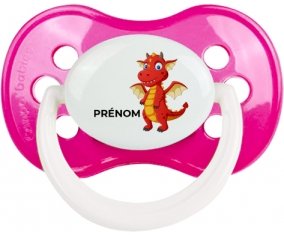 Dragon design-5 avec prénom : Rose foncé classique Tétine embout anatomique