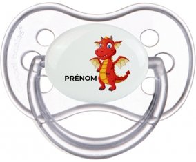 Dragon design-5 avec prénom : Transparente classique Tétine embout anatomique