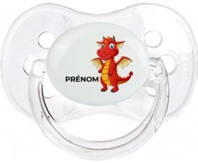 Dragon design-5 avec prénom : Transparent classique Tétine embout cerise