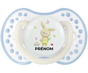 Lapin papillon voiture avec prénom : Blanc-cyan classique Tétine embout Lovi Dynamic