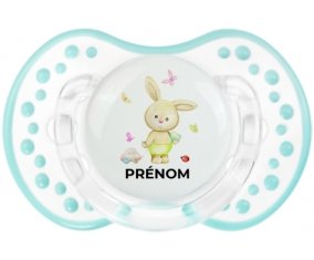 Lapin papillon voiture avec prénom : Retro-blanc-lagon classique Tétine embout Lovi Dynamic