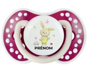 Lapin papillon voiture avec prénom : Fuchsia phosphorescente Tétine embout Lovi Dynamic