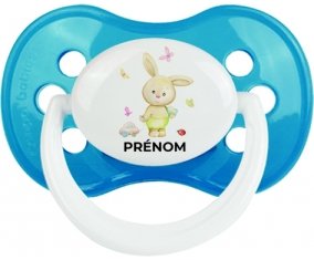 Lapin papillon voiture avec prénom : Cyan classique Tétine embout anatomique
