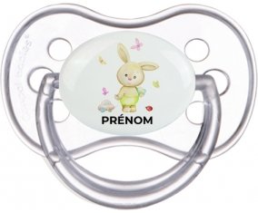 Lapin papillon voiture avec prénom : Transparente classique Tétine embout anatomique
