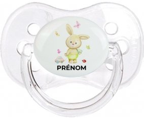 Lapin papillon voiture avec prénom : Transparent classique Tétine embout cerise
