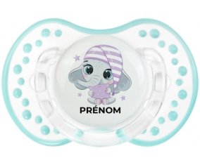 Bébé éléphant douce nuit avec prénom : Retro-blanc-lagon classique Tétine embout Lovi Dynamic
