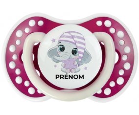 Bébé éléphant douce nuit avec prénom : Fuchsia phosphorescente Tétine embout Lovi Dynamic