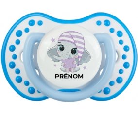 Bébé éléphant douce nuit avec prénom : Blanc-bleu phosphorescente Tétine embout Lovi Dynamic