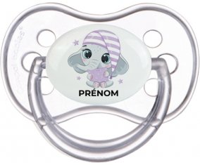Bébé éléphant douce nuit avec prénom : Transparente classique Tétine embout anatomique