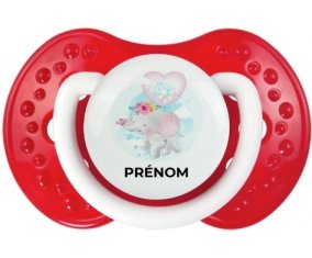 Bébé éléphant lovely avec prénom : Blanc-rouge classique Tétine embout Lovi Dynamic