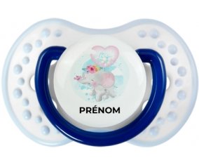 Bébé éléphant lovely avec prénom : Marine-blanc-bleu classique Tétine embout Lovi Dynamic
