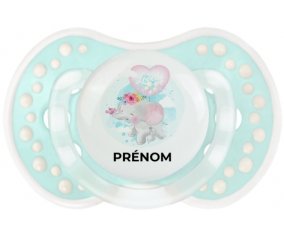 Bébé éléphant lovely avec prénom : Retro-turquoise-lagon classique Tétine embout Lovi Dynamic