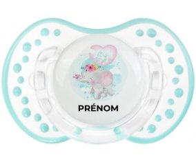 Bébé éléphant lovely avec prénom : Retro-blanc-lagon classique Tétine embout Lovi Dynamic