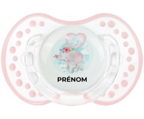 Bébé éléphant lovely avec prénom : Retro-blanc-rose-tendre classique Tétine embout Lovi Dynamic