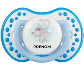 Bébé éléphant lovely avec prénom : Blanc-bleu phosphorescente Tétine embout Lovi Dynamic