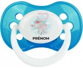 Bébé éléphant lovely avec prénom : Cyan classique Tétine embout anatomique