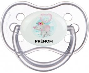 Bébé éléphant lovely avec prénom : Transparente classique Tétine embout anatomique