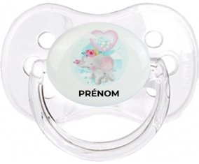 Bébé éléphant lovely avec prénom : Transparent classique Tétine embout cerise