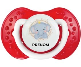 Éléphant couronne jaune avec prénom : Blanc-rouge classique Tétine embout Lovi Dynamic