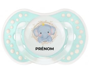 Éléphant couronne jaune avec prénom : Retro-turquoise-lagon classique Tétine embout Lovi Dynamic