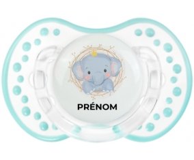 Éléphant couronne jaune avec prénom : Retro-blanc-lagon classique Tétine embout Lovi Dynamic