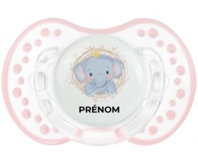 Éléphant couronne jaune avec prénom : Retro-blanc-rose-tendre classique Tétine embout Lovi Dynamic