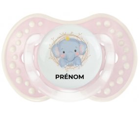 Éléphant couronne jaune avec prénom : Retro-rose-tendre classique Tétine embout Lovi Dynamic