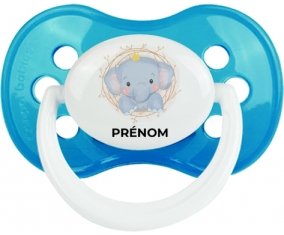Éléphant couronne jaune avec prénom : Cyan classique Tétine embout anatomique