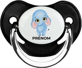 Bébé éléphant avec prénom : Noir classique Tétine embout physiologique