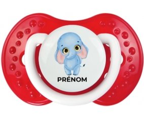 Bébé éléphant avec prénom : Blanc-rouge classique Tétine embout Lovi Dynamic