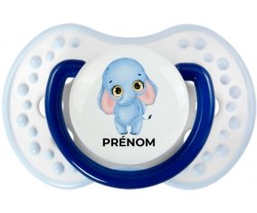 Bébé éléphant avec prénom : Marine-blanc-bleu classique Tétine embout Lovi Dynamic