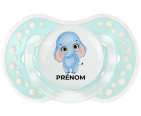 Bébé éléphant avec prénom : Retro-turquoise-lagon classique Tétine embout Lovi Dynamic