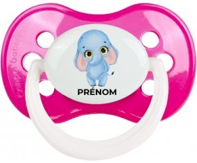 Bébé éléphant avec prénom : Rose foncé classique Tétine embout anatomique