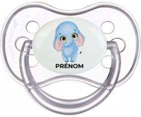 Bébé éléphant avec prénom : Transparente classique Tétine embout anatomique