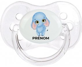 Bébé éléphant avec prénom : Transparent classique Tétine embout cerise
