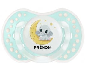 Bébé éléphant bonne nuit avec prénom : Retro-turquoise-lagon classique Tétine embout Lovi Dynamic