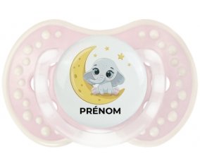 Bébé éléphant bonne nuit avec prénom : Retro-rose-tendre classique Tétine embout Lovi Dynamic