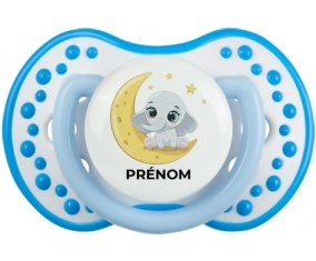 Bébé éléphant bonne nuit avec prénom : Blanc-bleu phosphorescente Tétine embout Lovi Dynamic