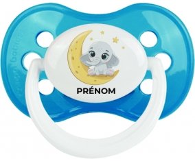 Bébé éléphant bonne nuit avec prénom : Cyan classique Tétine embout anatomique