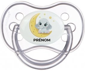 Bébé éléphant bonne nuit avec prénom : Transparente classique Tétine embout anatomique
