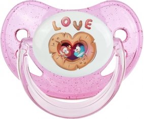 Animaux rigolos hiboux Love : Rose à paillette Tétine embout physiologique