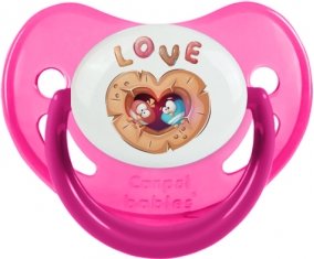 Animaux rigolos hiboux Love : Rose phosphorescente Tétine embout physiologique